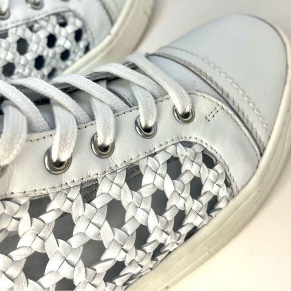 Free People Hayes High Top Woven Leather Sneakers in White Size 6 New in box - Picture 9 of 13